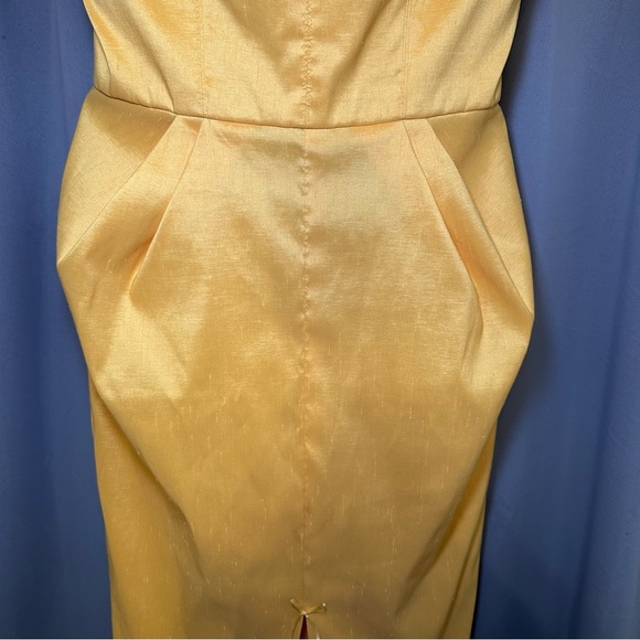 Badgley Mischka Strapless Yellow Cocktail Party Wedding Guest Dress Size - Picture 9 of 10